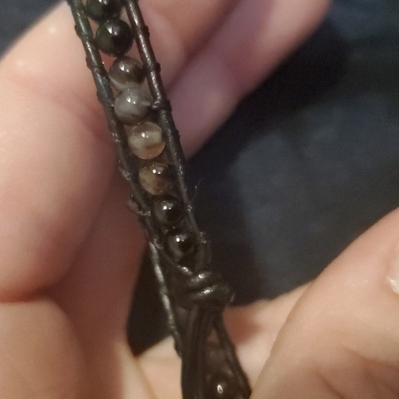 New Scenic Dendritic Agate Ball Open Unisex Bracelet. - Picture 5 of 8